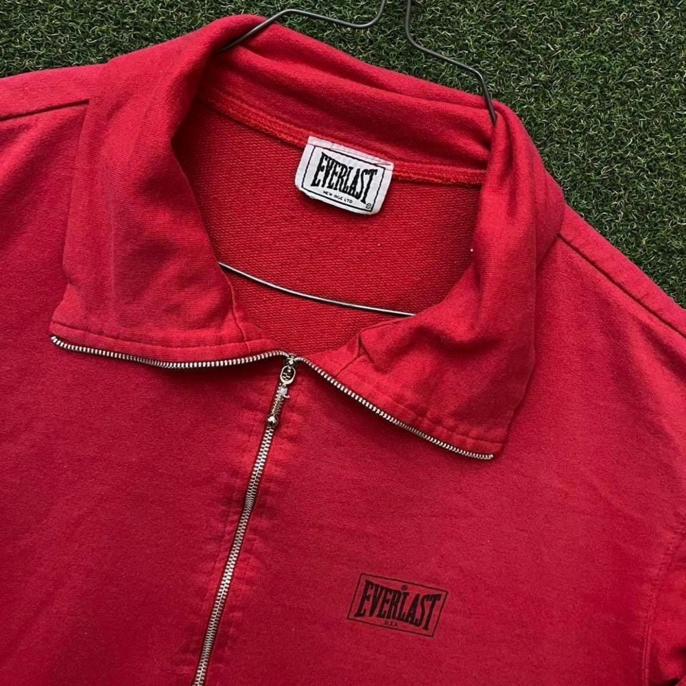 Vintage‎ 80s Everlast Quarter Zip Oversized Boxy Red Pullover Boxing Sweatshirt